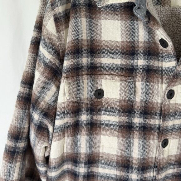 Carbon2Cobalt Jacket Men's XL White Brown Plaid Button Up Pockets 100% Cotton - Picture 7 of 11